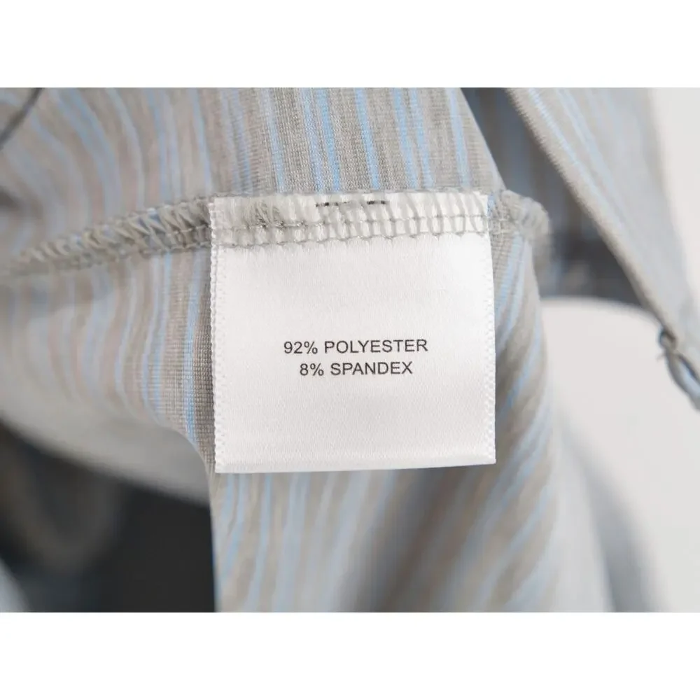 Peter Millar Polo Men Medium Summer Comfort Gray Blue Stripes Short Sleeve Golf